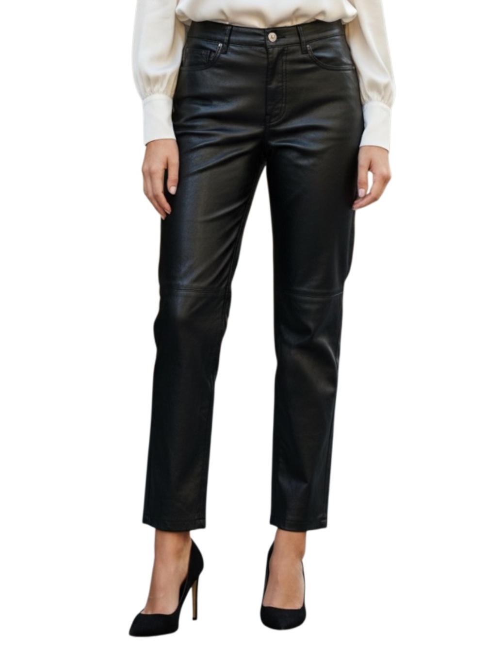 Wilfred Melina Vegan Leather Straight Leg Pant, Solid Black, Size‎ 2